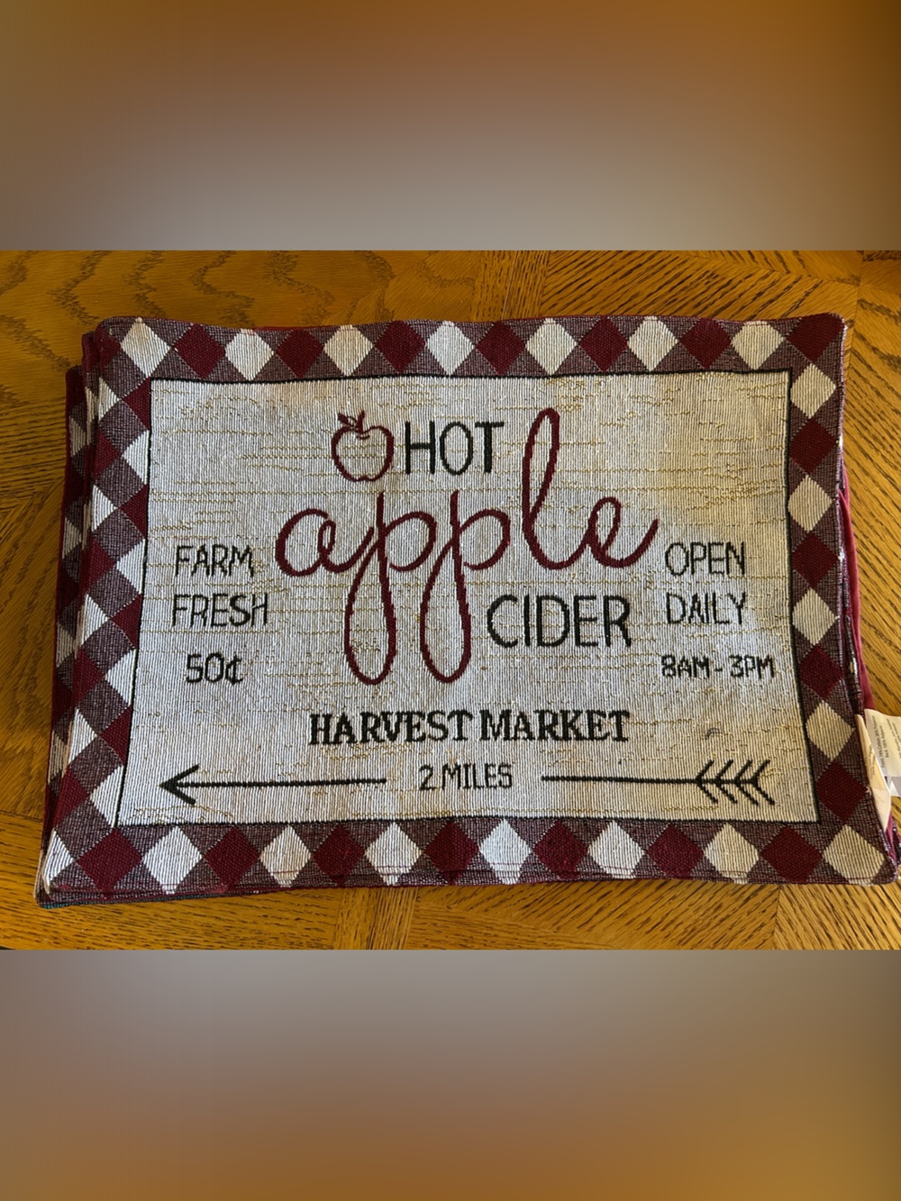 Farm Fresh Apple Cider Decorative Placemat - Red and Cream